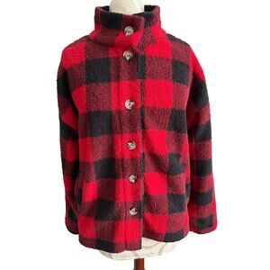 Blue B Collection Buffalo Plaid Sherpa Cozy Coat Small